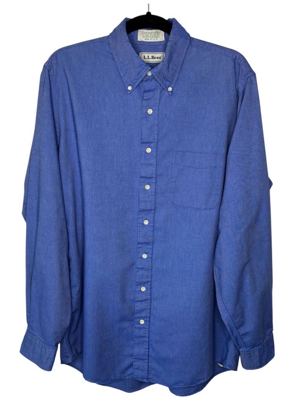 LL Bean Mens Oxford Button Down Collared Shirt Size 16.5-37 Blue Traditional Fit